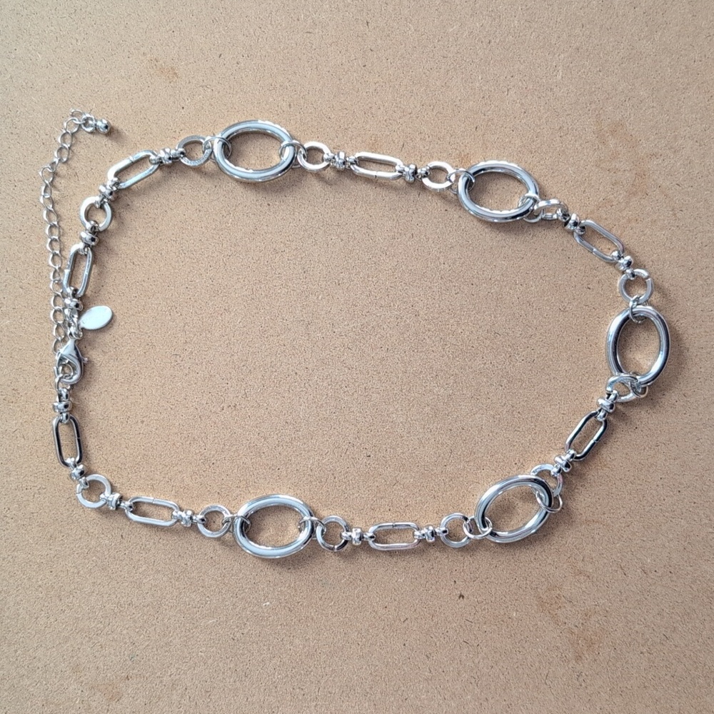 Chico's Elegant Silver Oval Link Necklace
